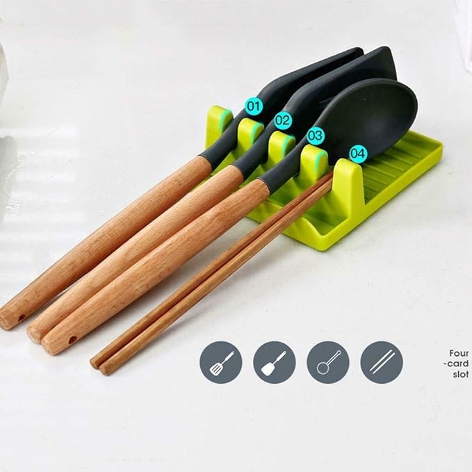 Umeras din silicon pentru ustensile de bucatarie, Zola®, verde, carlig pentru agatat, usor de curatat, 14.3x12.7x5 cm Umeras din silicon pentru ustensile de bucatarie, Zola®, verde, carlig pentru agatat, usor de curatat, 14.3x12.7x5 cm